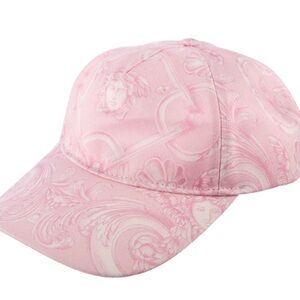 NEW Versace Medusa Heritage Print Baseball Cap pink and white
